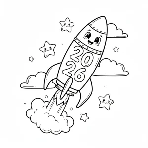 Happy New Year 2026 Kids Coloring Page - Free Printable