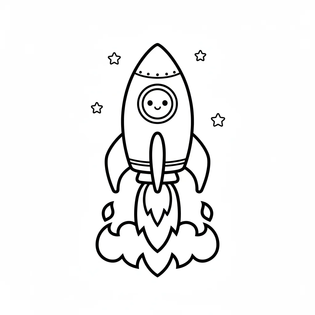 Kawaii Coloring Page of a smiling star and moon
