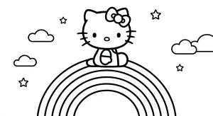 Outlined Hello Kitty For All Coloring Page - Free Printable