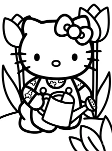 Easy Hello Kitty Coloring Page - Free Printable