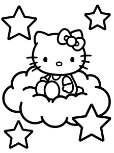 Simple Hello Kitty Coloring Page - Free Printable