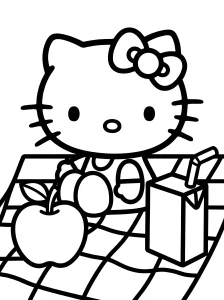 Outlined Hello Kitty Coloring Page - Free Printable