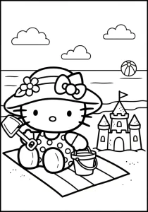 Hello Kitty With Sand Castle4 768x1097 Coloring Page - Free Printable