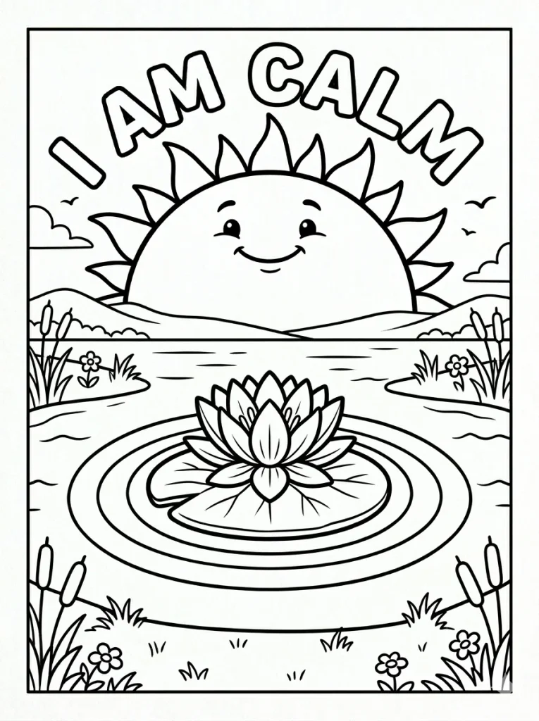 Cartoon Positive Affirmation Coloring Page - Free Printable