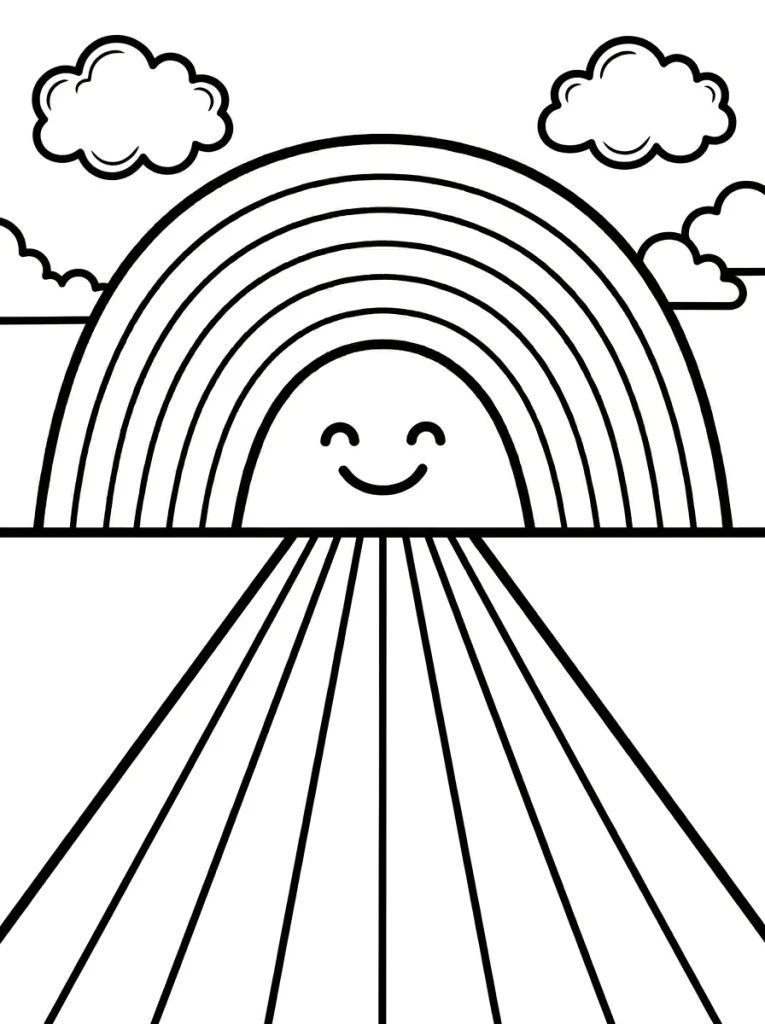 Outlined Rainbow Coloring Pages- Free Printable