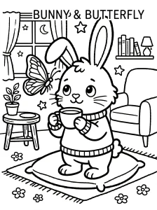 Cute Bunny Coloring Page - Free Printable