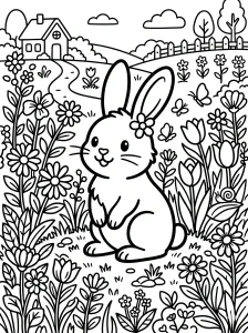 Easy Bunny Coloring Page - Free Printable