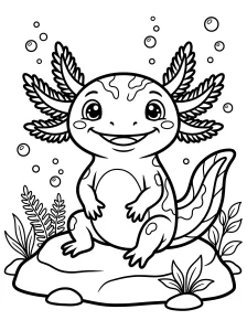 Cute Axolotl Coloring Page - Free Printable