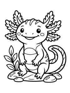 Easy Axolotl Coloring Page - Free Printable
