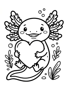 Outlined Axolotl Coloring Page - Free Printable
