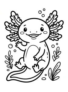 Cool Axolotl Coloring Page - Free Printable