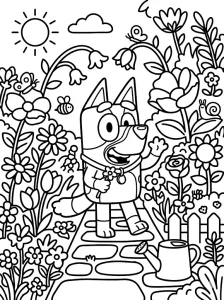 Outlined Bluey Coloring Page - Free Printable