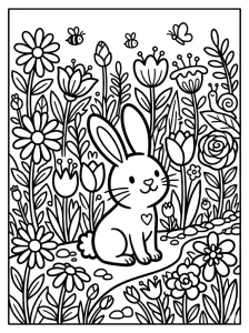Outlined Bunny Coloring Page - Free Printable
