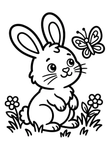 Cute Bunny Coloring Page - Free Printable