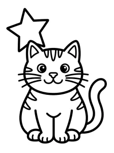 Cute Cat Coloring Page - Free Printable