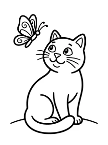 Cute Cat Coloring Page - Free Printable