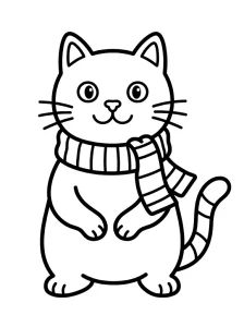 Easy Cat Coloring Page - Free Printable