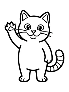 Outlined Cat Coloring Page - Free Printable