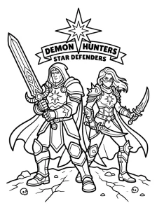 Funny Demon Hunters Coloring Page - Free Printable