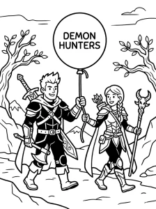 Classic Demon Hunters Coloring Page - Free Printable