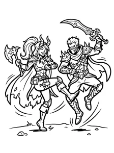 Simple Demon Hunters Coloring Page - Free Printable