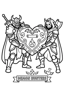 Simple Demon Hunters Coloring Page - Free Printable