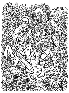 Outlined Demon Hunters Coloring Page - Free Printable