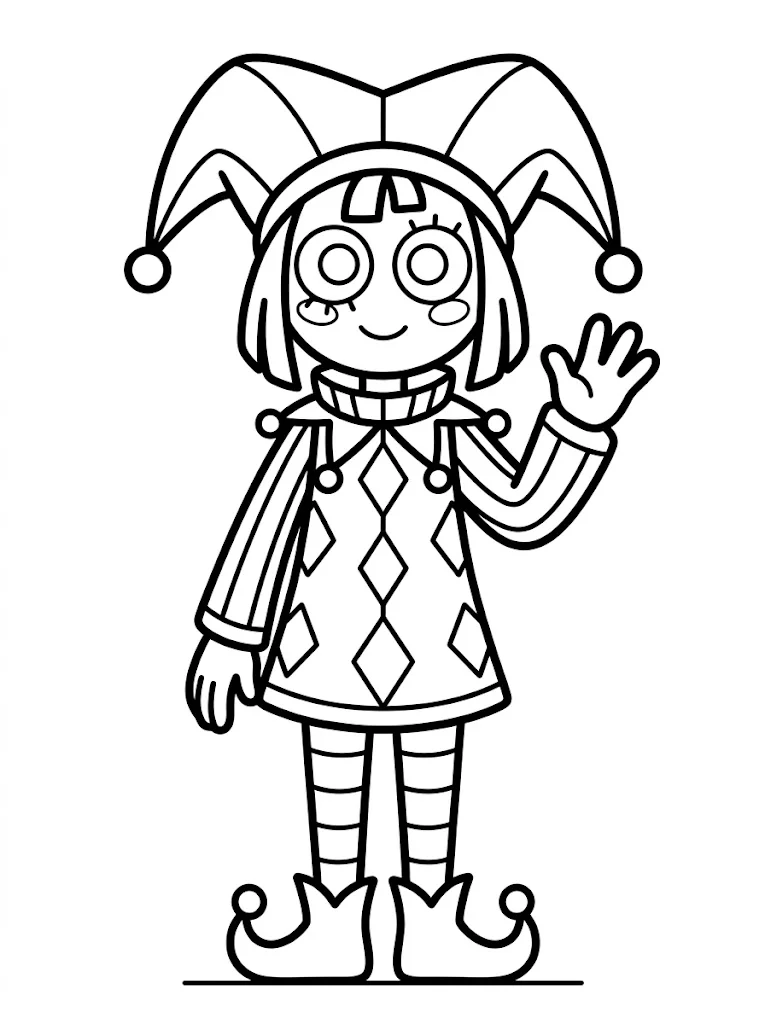 Funny Digital Circus Pomni Coloring Page - Free Printable - Free Printable Coloring Page