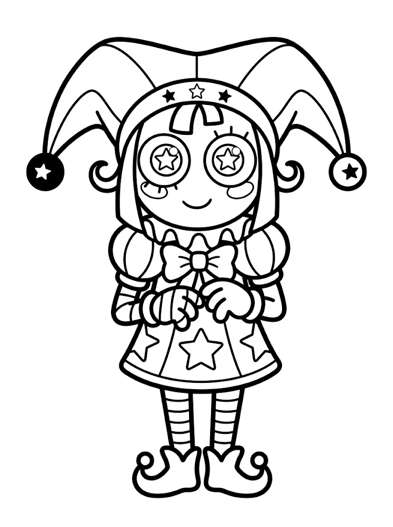 Bold Digital Circus Pomni Coloring Page - Free Printable - Free Printable Coloring Page