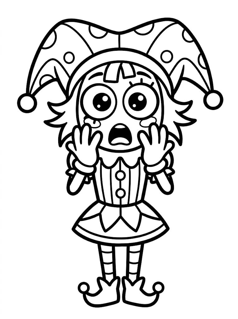 Cute Digital Circus Pomni Coloring Page - Free Printable - Free Printable Coloring Page