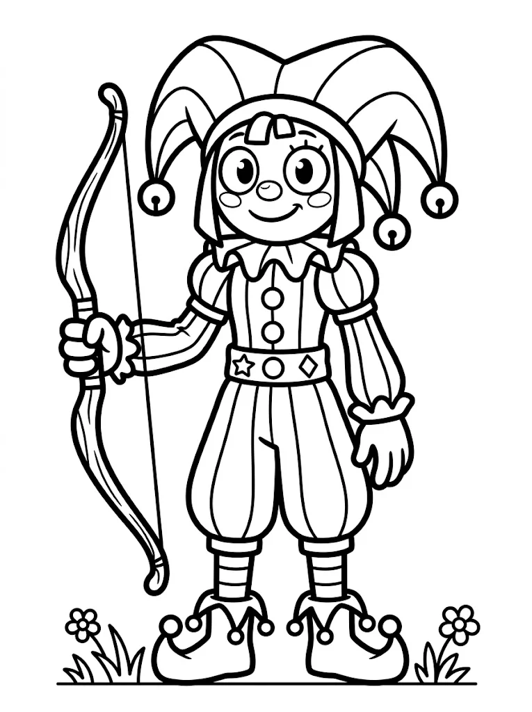 Simple Digital Circus Pomni Coloring Page - Free Printable - Free Printable Coloring Page