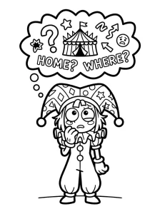 Easy Digital Circus Pomni Coloring Page - Free Printable - Free Printable Coloring Page