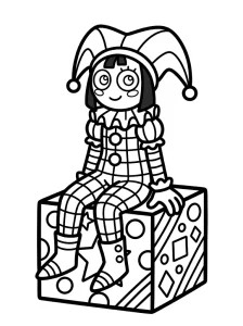 Detailed Digital Circus Pomni Coloring Page - Free Printable