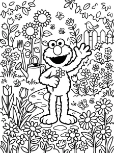 Outlined Elmo Coloring Page - Free Printable