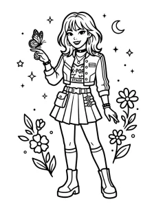 Cute K Pop Coloring Page - Free Printable