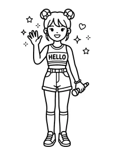 Cute K Pop Coloring Page - Free Printable