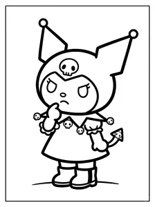 Simple Kuromi Coloring Page - Free Printable