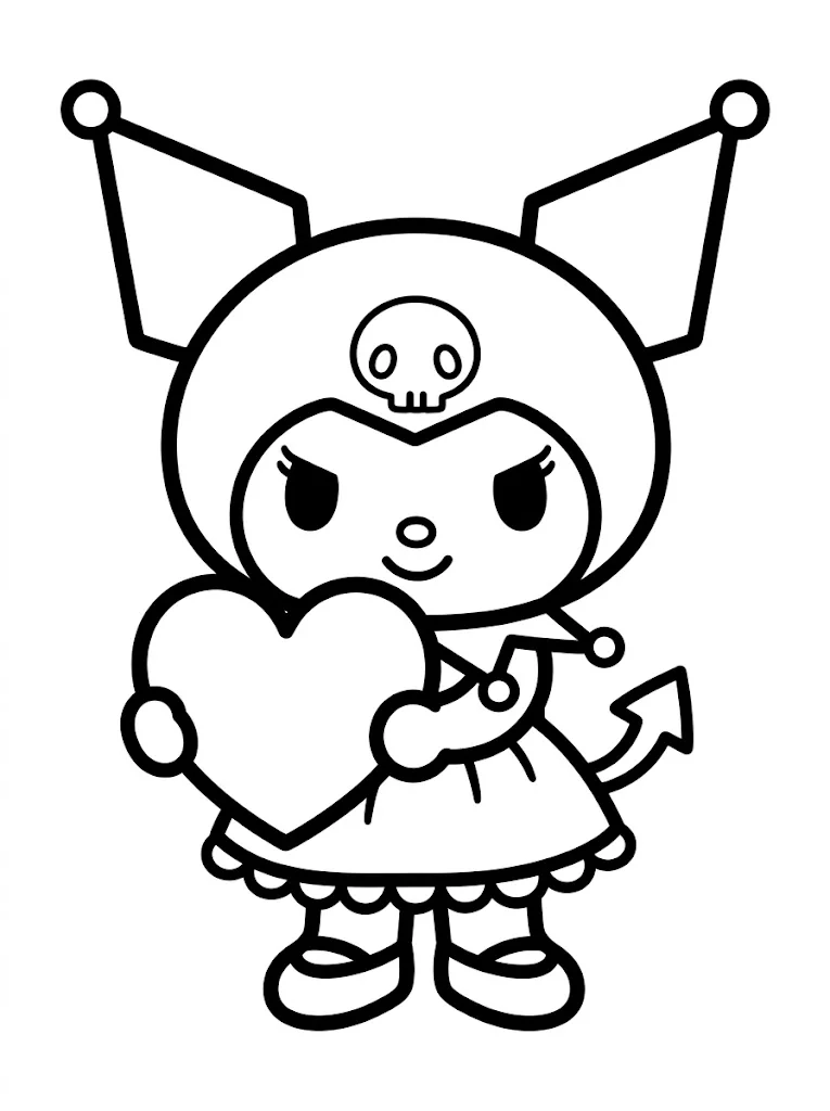 Simple Kuromi Coloring Page - Free Printable