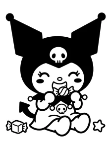 Outlined Kuromi Coloring Page - Free Printable