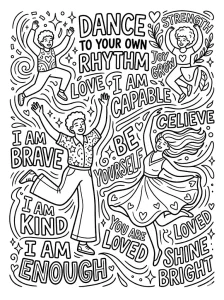 Simple Positive Affirmation Coloring Page - Free Printable
