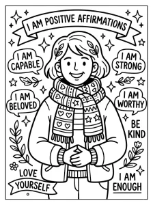Easy Positive Affirmation Coloring Page - Free Printable