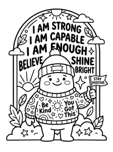 Easy Positive Affirmation Coloring Page - Free Printable