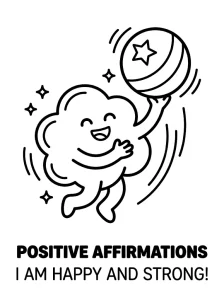 Cartoon Positive Affirmation Coloring Page - Free Printable
