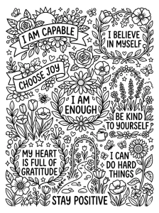 Outlined Positive Affirmation Coloring Page - Free Printable