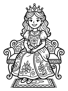 Simple Princess Coloring Page - Free Printable
