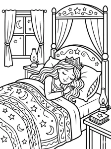 Outlined Princess Coloring Page - Free Printable