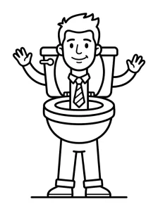 Simple Skibidi Toilet Coloring Page - Free Printable