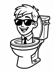 Easy Skibidi Toilet Coloring Page - Free Printable