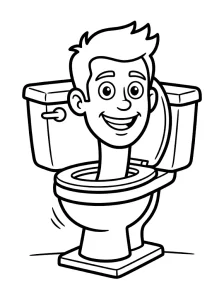 Cartoon Skibidi Toilet Coloring Page - Free Printable