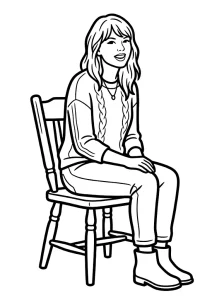 Cute Taylor Swift Coloring Page - Free Printable